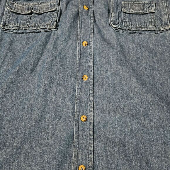 Boulder Creek Womens Sleeveless Shirt Button Up Size 2XL Blue Jean 100% Cotton - Picture 10 of 12